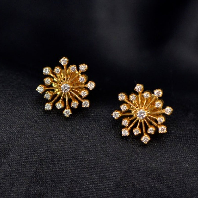18K Earring Yellow Gold Diamond Earstud | Daily Wear Fine Jewellery