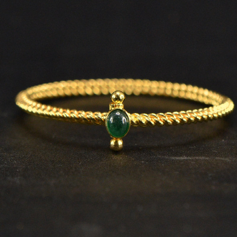 22K Bangle Yellow Gold Emerald | Festive Wear Fine Jewellery