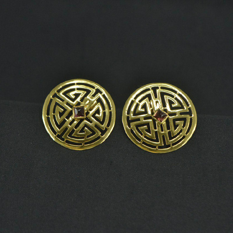 18K Earring Yellow Gold Garnet | Daily Wear Fine Jewellery