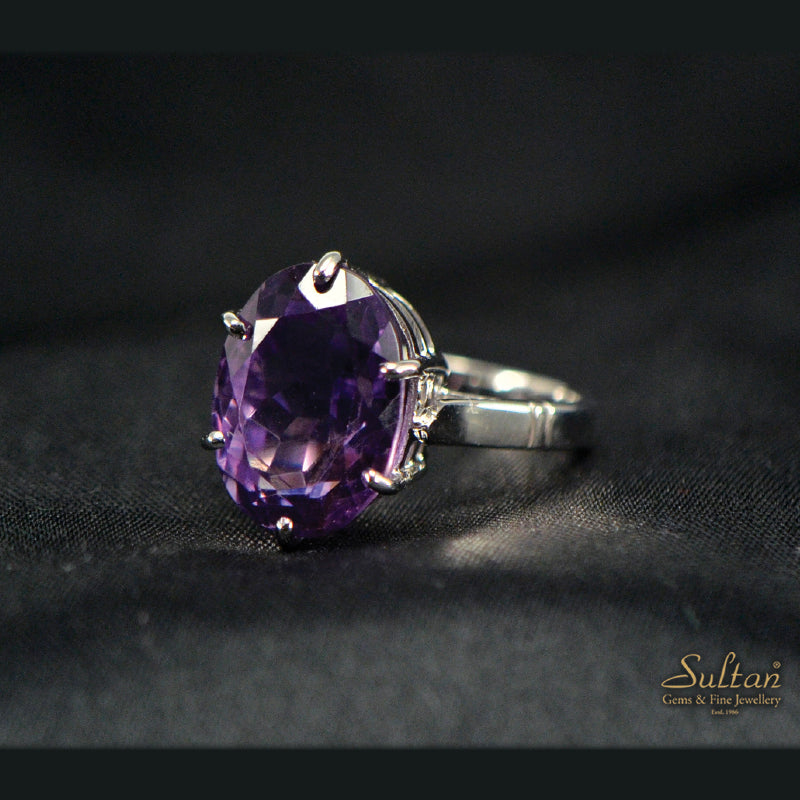 18K White Gold Amethyst Ring | Daily Wear Fine Jewellery
