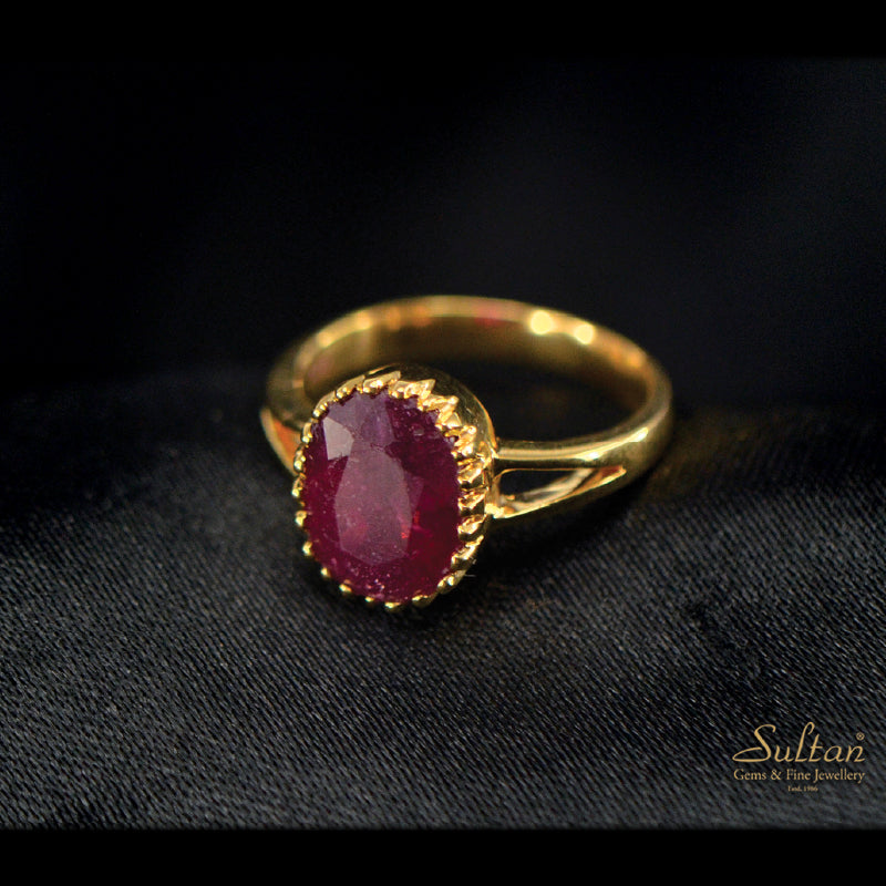 18K Yellow Gold Ruby Ring | Daily Wear Fine Jewellery
