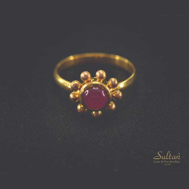 18K Yellow Gold Ruby Ring | Daily Wear Fine Jewellery