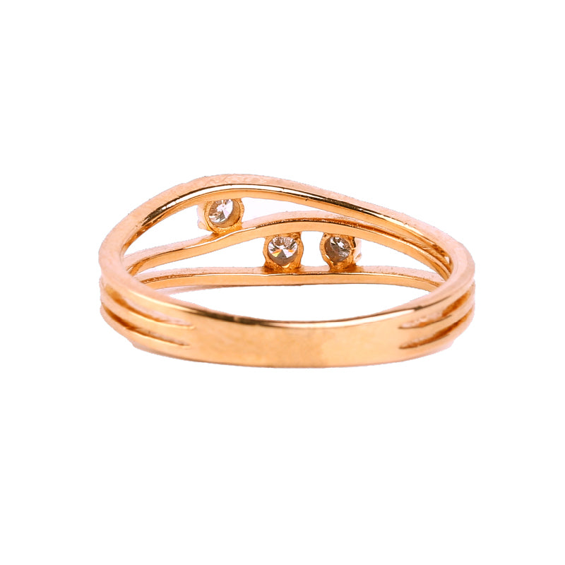 18K Yellow Gold 3 Diamond Ring | Daily Wear Fine Jewellery