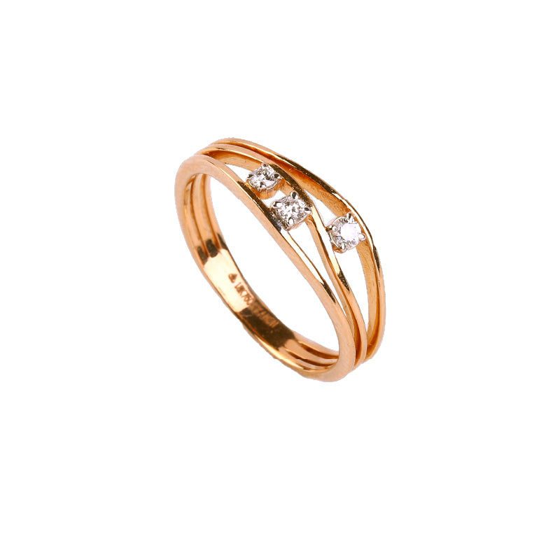 18K Yellow Gold 3 Diamond Ring | Daily Wear Fine Jewellery