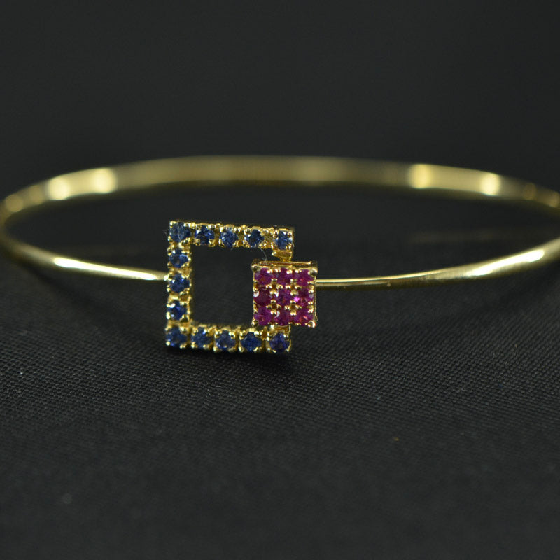 18K Bracelet Yellow Gold Ruby Blue Sapphire  | Daily Wear Fine Jewellery