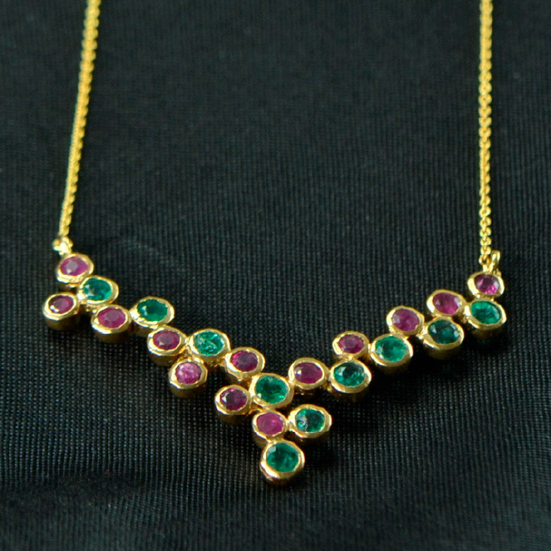 18K Necklace Ruby Emerald | Festive Wear Fine Jewellery
