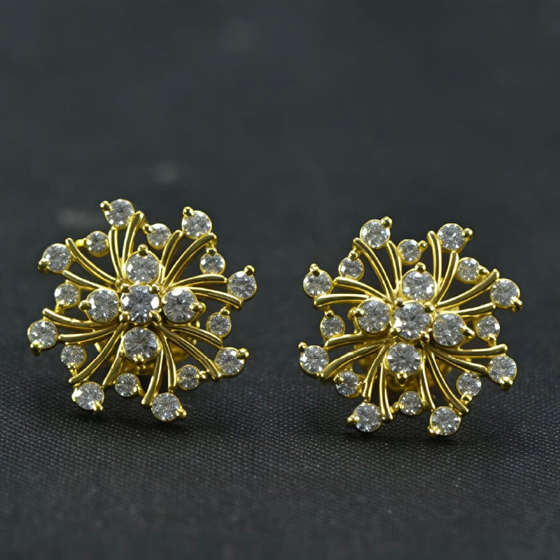 18K Earring Yellow Gold Diamond Earstud | Daily Wear Fine Jewellery