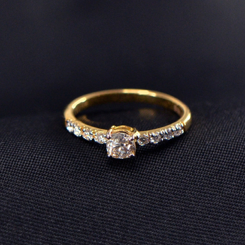 18K Ring Yellow Gold Diamond Ring | Daily Wear Fine Jewellery