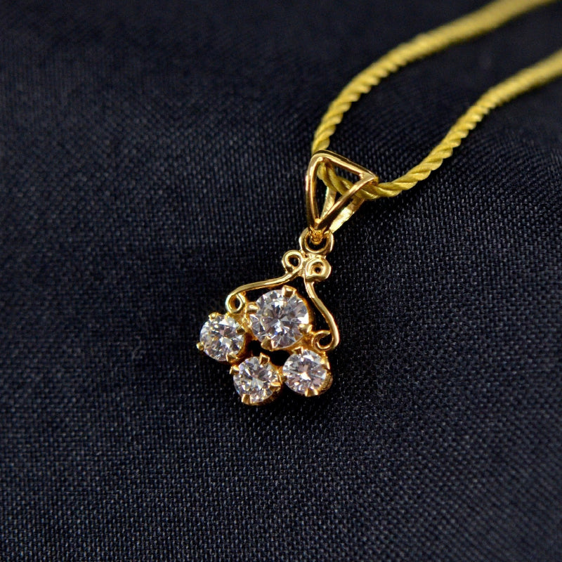 18K Yellow Gold 3 Diamond Pendant | Daily Wear Fine Jewellery