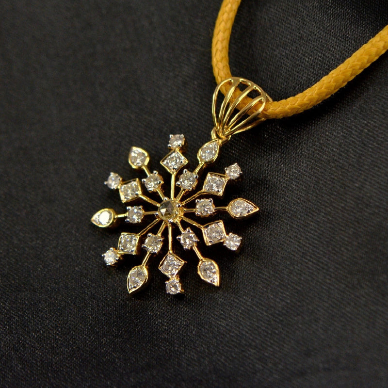 18K Yellow Gold Diamond Pendant | Daily Wear Fine Jewellery