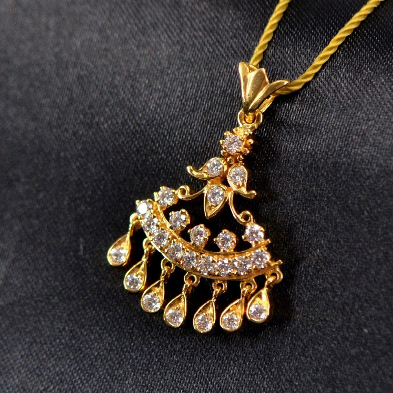 18K Yellow Gold Diamond Pendant | Festive Wear Fine Jewellery