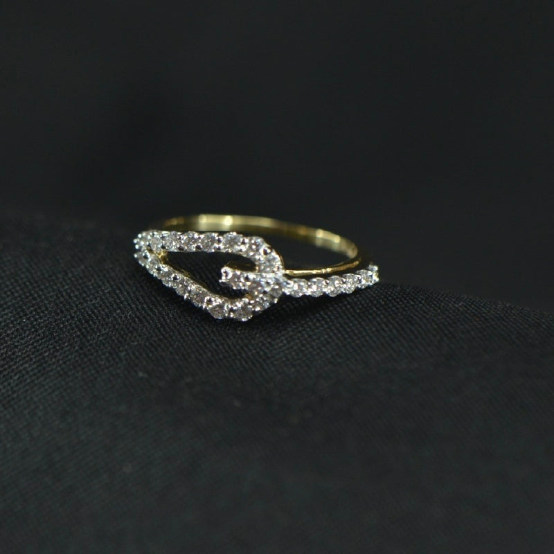 18K Ring Yellow Gold Diamond Leaf Ring | Daily Wear Fine Jewellery