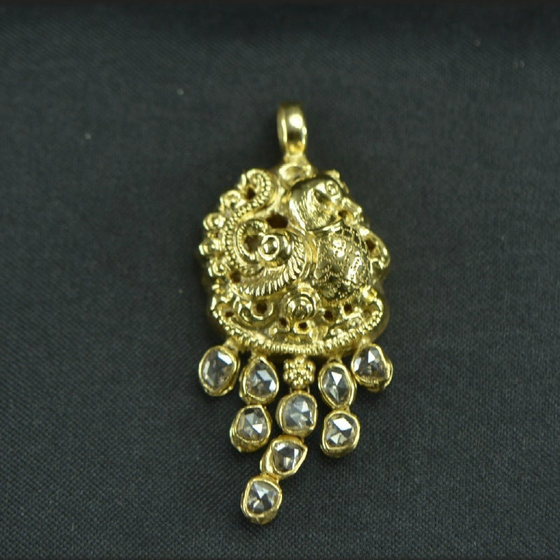 22K Yellow Gold Rose Cut Diamond Pendant | Festive Wear Fine Jewellery