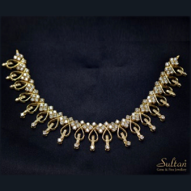 18K Yellow Gold Necklace Diamonds | Festive Wear Fine Jewellery