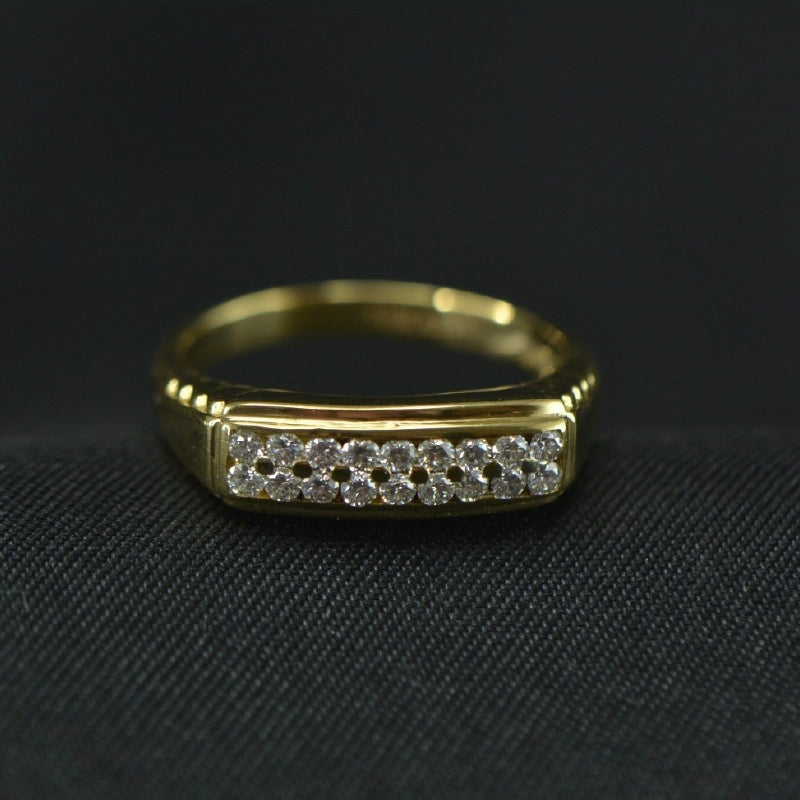 22K Ring Yellow Gold Diamond 2 Row Men's Ring | Festive Wear Fine Jewellery