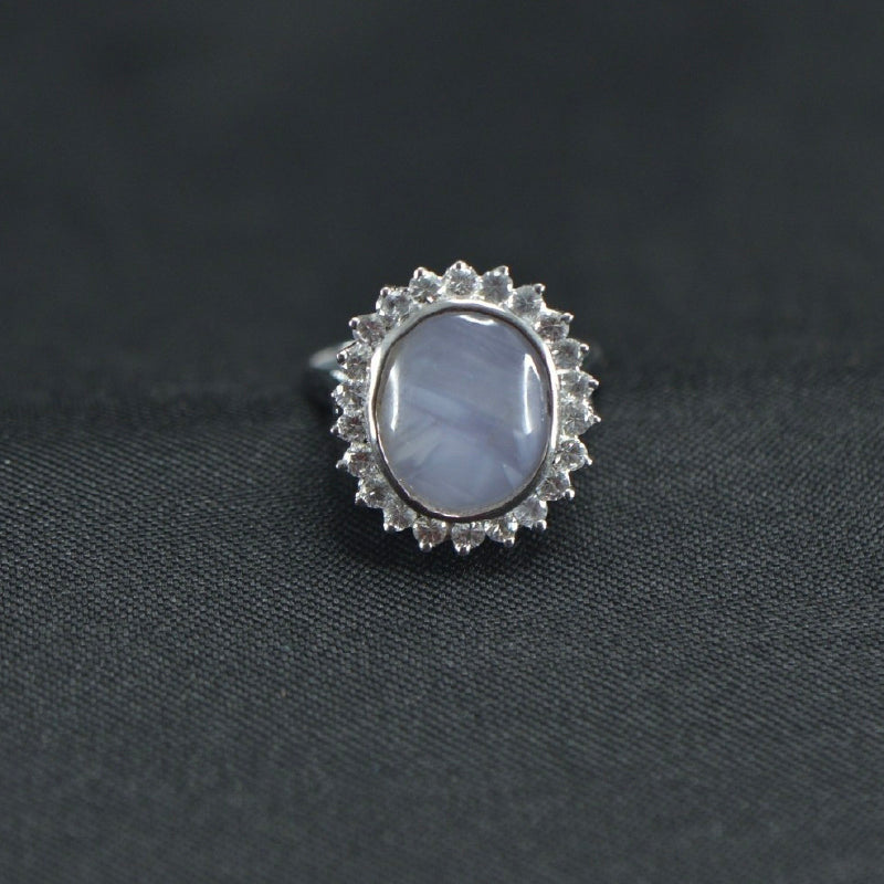 18K Ring White Gold Blue Sapphire Diamond Ring | Daily Wear Fine Jewellery