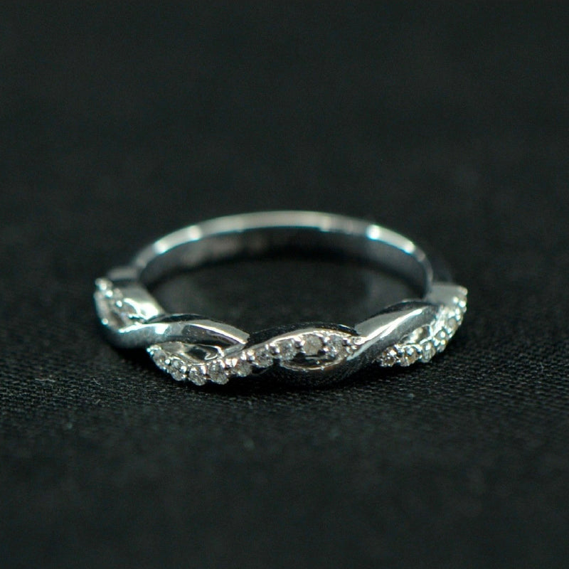 18K Ring White Gold Diamond Twisted Ring | Daily Wear Fine Jewellery
