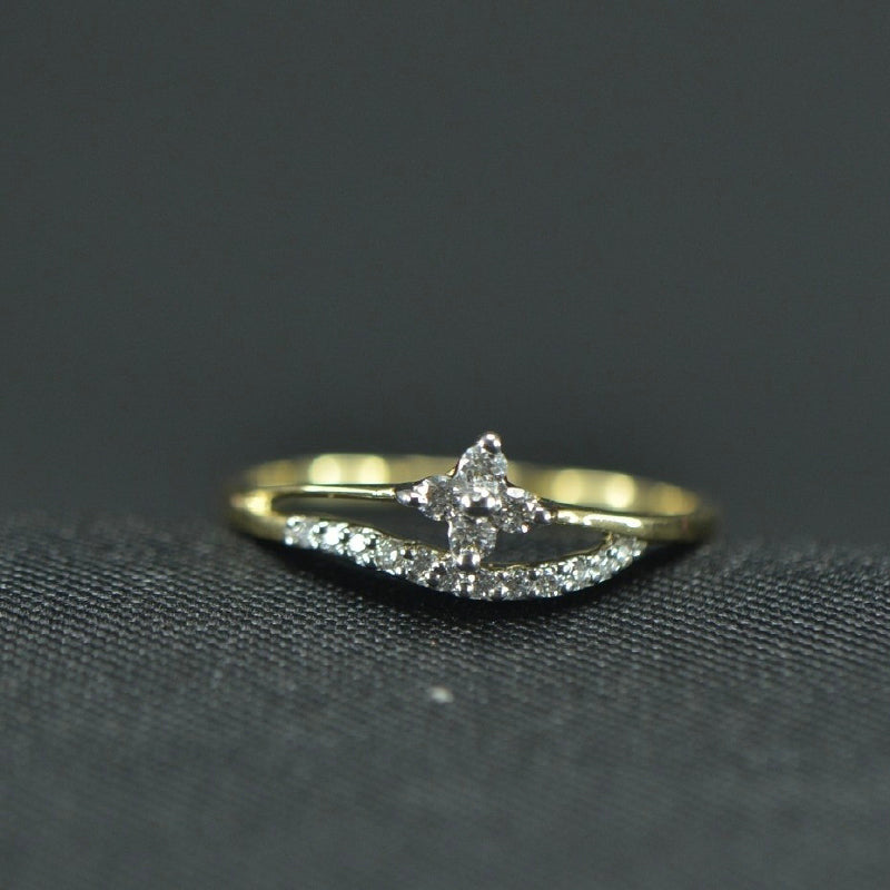 18K Ring Yellow Gold Diamond wave Ring | Daily Wear Fine Jewellery