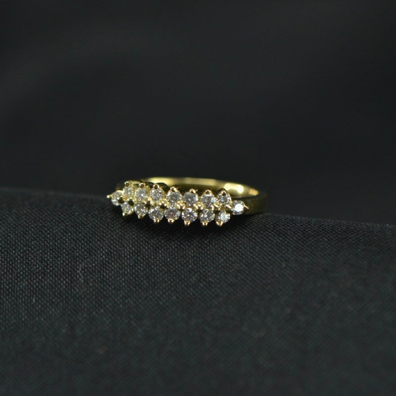 22K Ring Yellow Gold Diamond 2 Row Ring | Daily Wear Fine Jewellery
