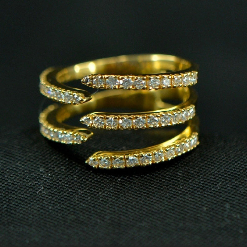 18K Ring Yellow Gold Diamond Claw Ring | Festive Wear Fine Jewellery