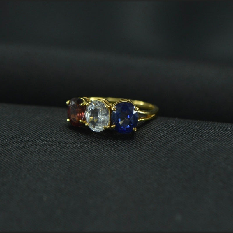 18K Ring Yellow Gold Multi Colour Sapphire Ring | Daily Wear Fine Jewellery