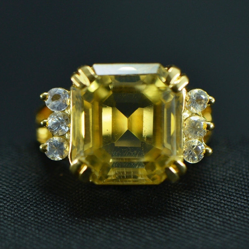 18K Ring Yellow Gold Citrine Diamond Ring | Festive Wear Fine Jewellery